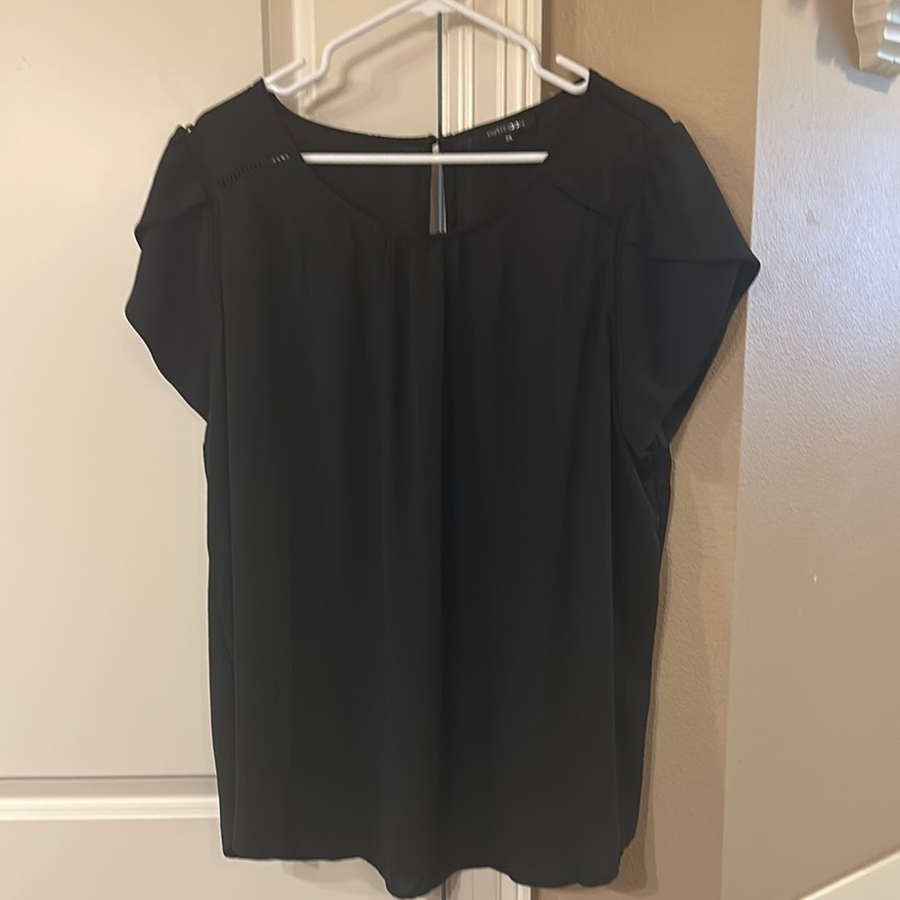 Papermoon black Relaxed Blouse with Short Sleeves